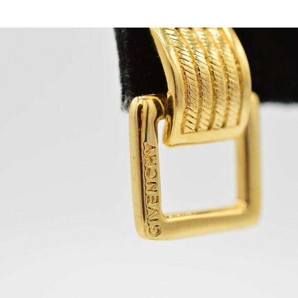 Givenchy Vintage Logo Earrings Gold Belt Buckle Dangle Square Runway Signed BinH - Picture 2 of 9